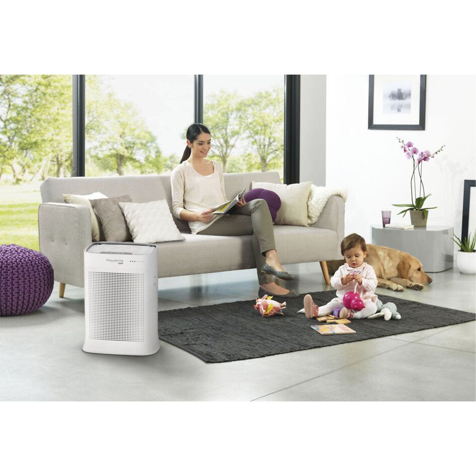 ROWENTA PU3080 Pure Air Genius Luftreiniger Weiß/Schwarz (65 Watt, Raumgröße: 120 m², Vorfilter, 2in1 Filter (Aktivkohlefilter, Partikelfilter), NanoCapture-Filter) ROWENTA