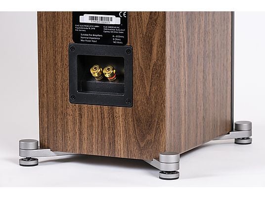 ELAC Debut Reference F5 HiFi Lautsprecher (Hochtöner: 1 x 25 mm Kalotte, Tieftöner: 3 x 130 mm Konus, Aramid-Faser verstärkt, Schwarz/Holz ELAC