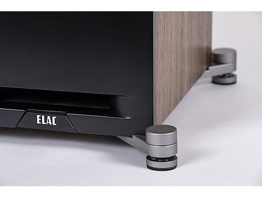ELAC Debut Reference F5 HiFi Lautsprecher (Hochtöner: 1 x 25 mm Kalotte, Tieftöner: 3 x 130 mm Konus, Aramid-Faser verstärkt, Schwarz/Holz ELAC