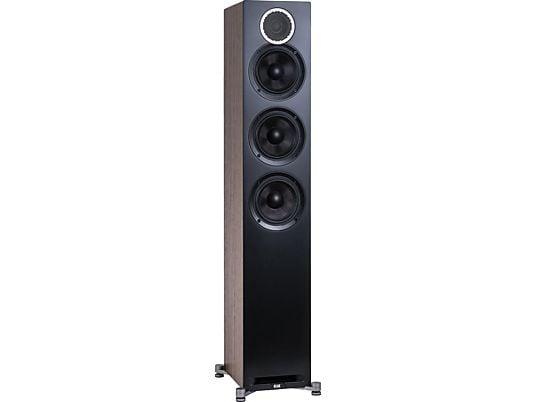 ELAC Debut Reference F5 HiFi Lautsprecher (Hochtöner: 1 x 25 mm Kalotte, Tieftöner: 3 x 130 mm Konus, Aramid-Faser verstärkt, Schwarz/Holz ELAC