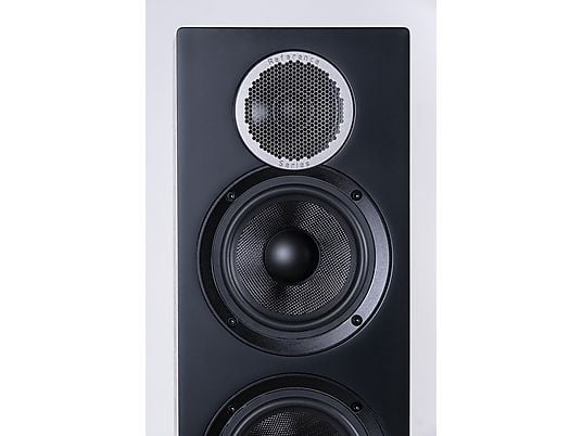 ELAC Debut Reference F5 HiFi Lautsprecher (Hochtöner: 1 x 25 mm Kalotte, Tieftöner: 3 x 130 mm Konus, Aramid-Faser verstärkt, Schwarz/Holz ELAC