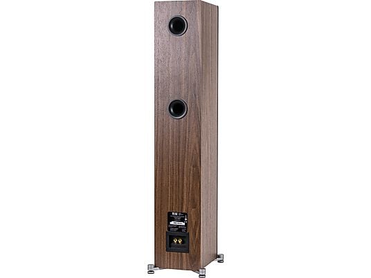 ELAC Debut Reference F5 HiFi Lautsprecher (Hochtöner: 1 x 25 mm Kalotte, Tieftöner: 3 x 130 mm Konus, Aramid-Faser verstärkt, Schwarz/Holz ELAC