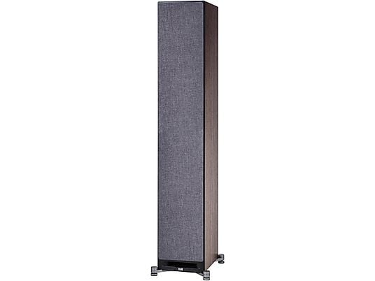 ELAC Debut Reference F5 HiFi Lautsprecher (Hochtöner: 1 x 25 mm Kalotte, Tieftöner: 3 x 130 mm Konus, Aramid-Faser verstärkt, Schwarz/Holz ELAC
