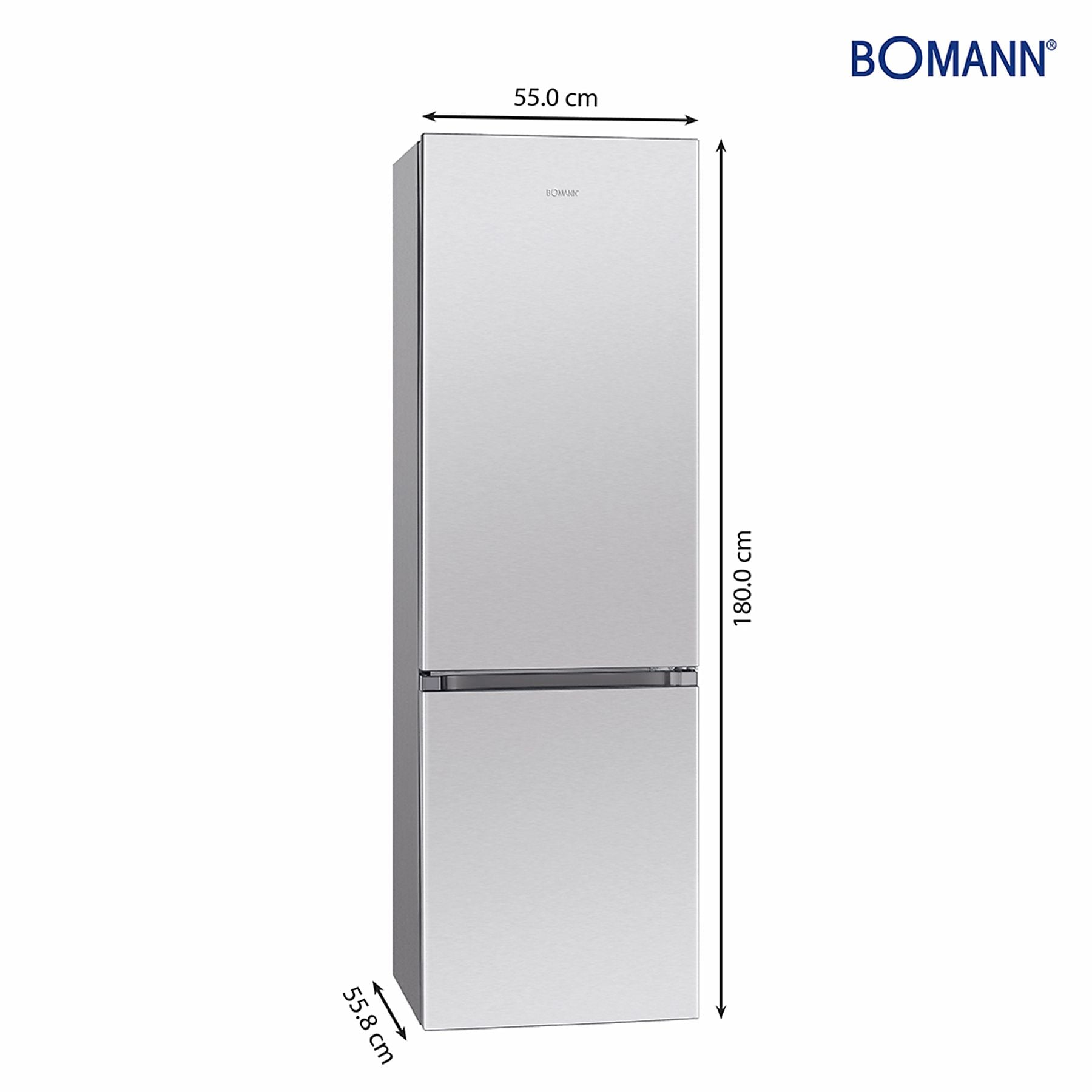 BOMANN KG 184.1 Kühlgefrierkombination (D, 269 l, 1800 mm hoch, Edelstahl) BOMANN