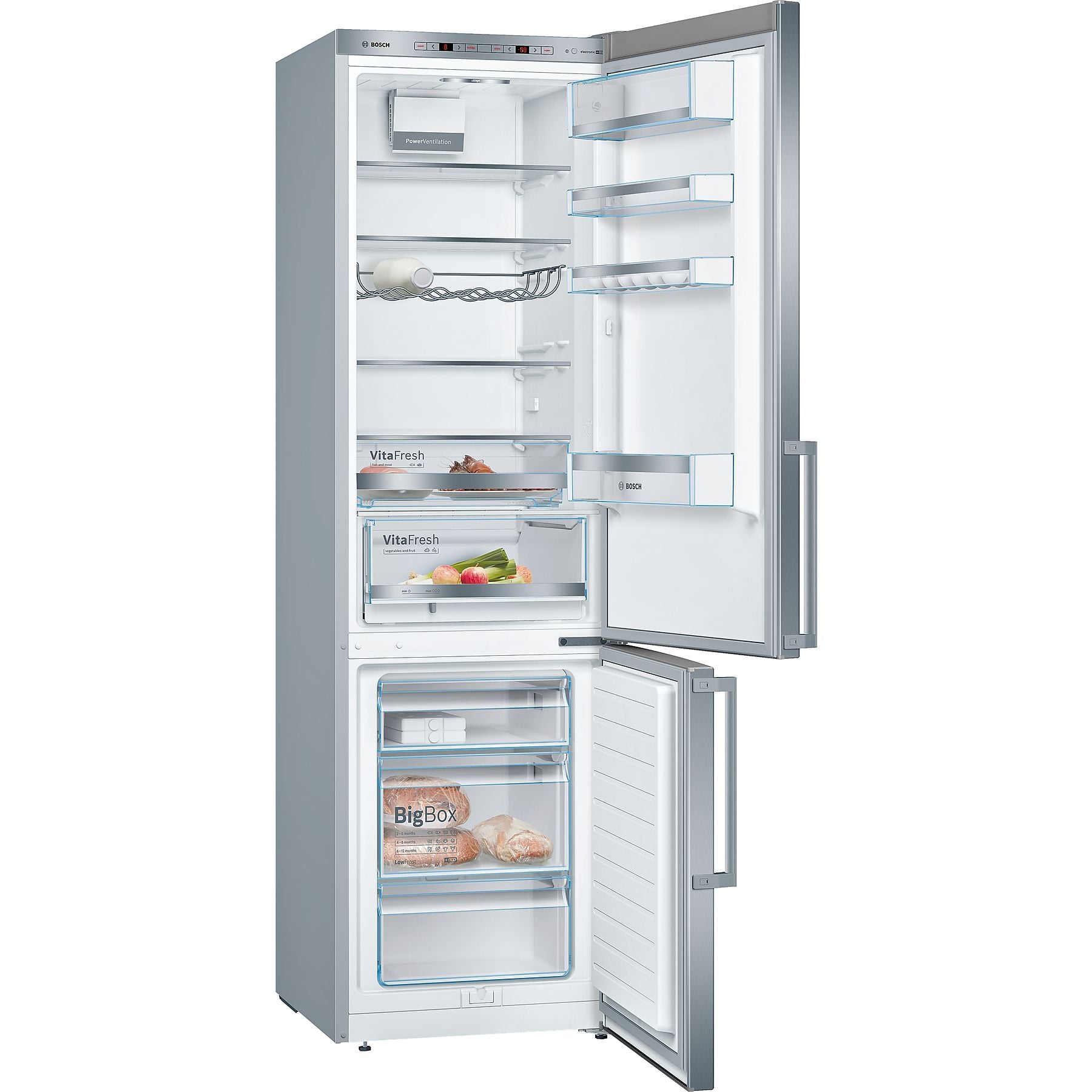 BOSCH KGE398IBP Serie 6 Kühlgefrierkombination (B, 343 l, 2010 mm hoch, Gebürsteter Stahl mit Anti Fingerprint) BOSCH