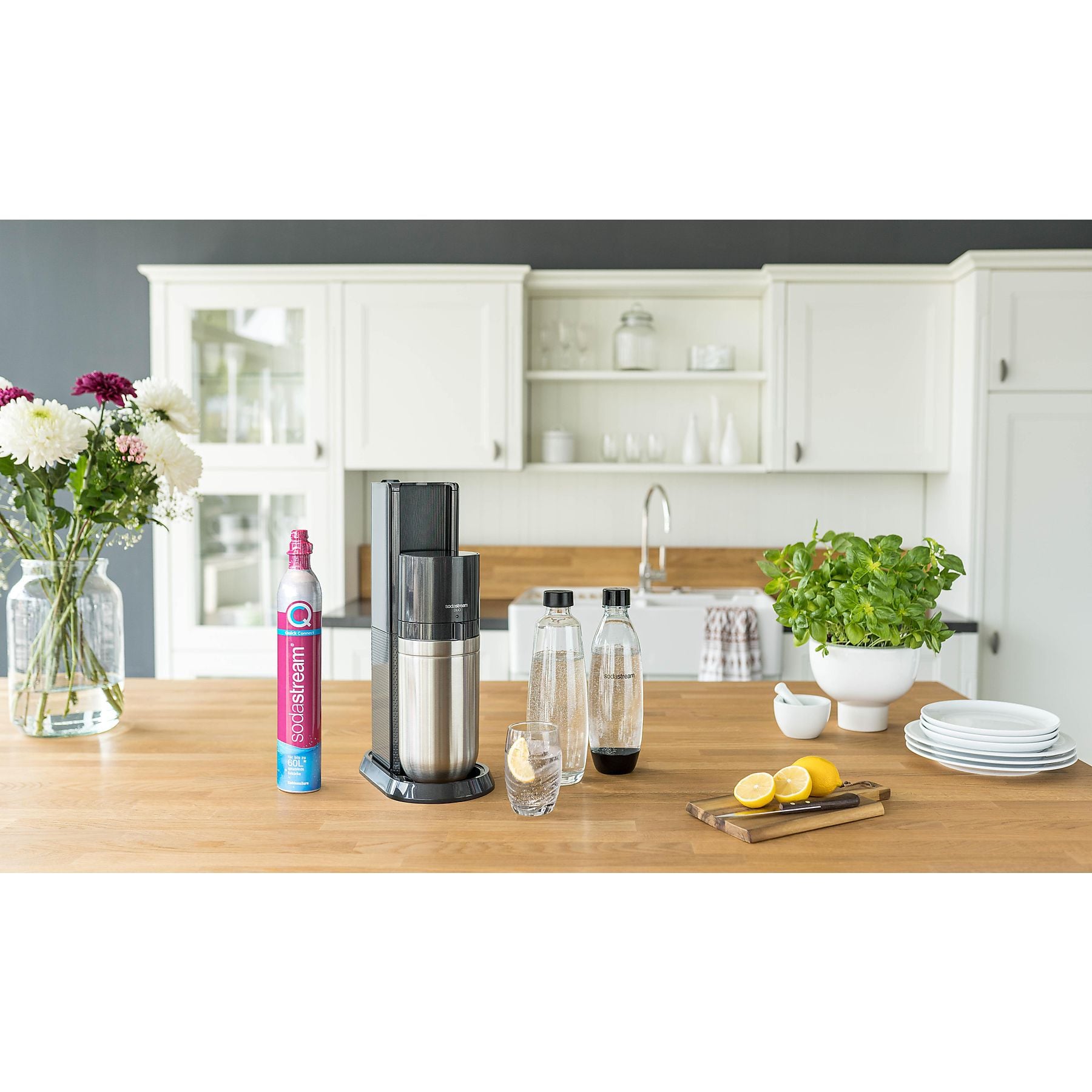 SODASTREAM DUO Glasflaschen Wassersprudler Titan SODASTREAM
