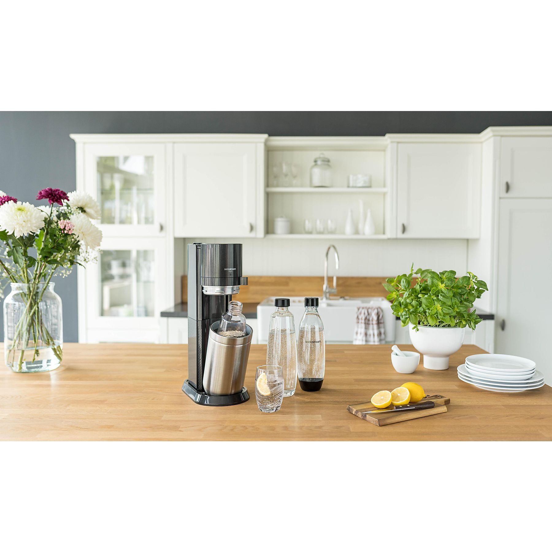 SODASTREAM DUO Glasflaschen Wassersprudler Titan SODASTREAM