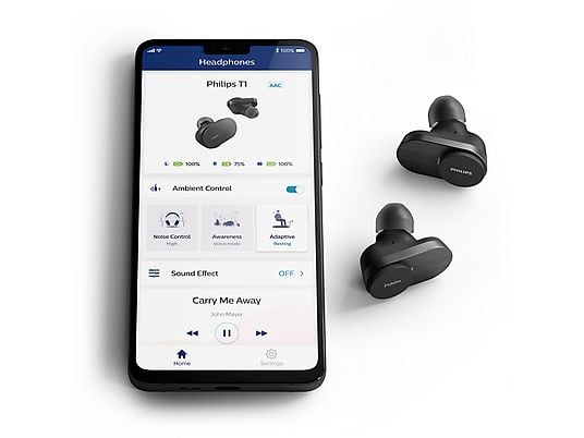 PHILIPS T1BK/00, In-ear Kopfhörer Bluetooth Schwarz PHILIPS
