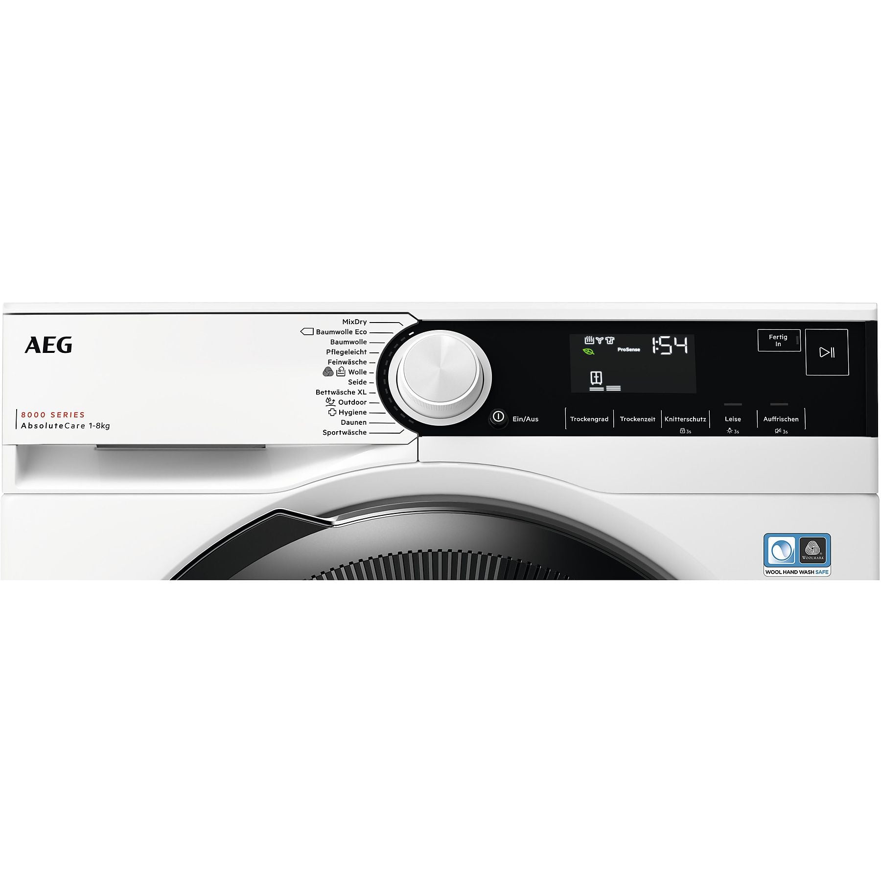 AEG TR8T70680 Wärmepumpentrockner Serie 8000 AbsoluteCare® mit Trommelsteuerung (8 kg, Weiß / Schwarz / Weiß) AEG