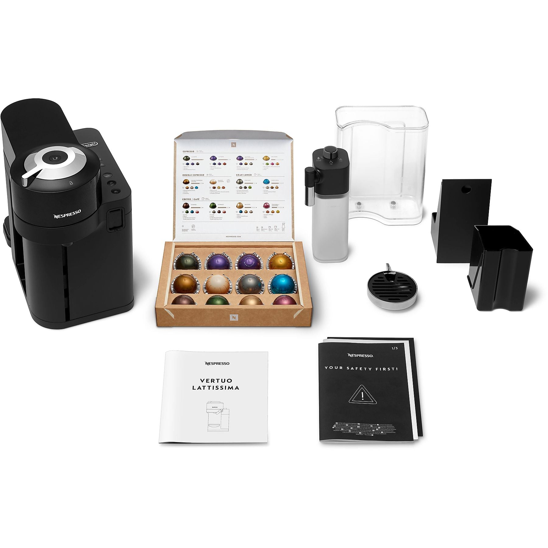 DELONGHI Nespresso Vertuo Lattissima ENV300.B, 5 Tassengrößen, cremiger Milchschaum, elegantes Design, leichte Bedienung, Kapselmaschine Schwarz DELONGHI
