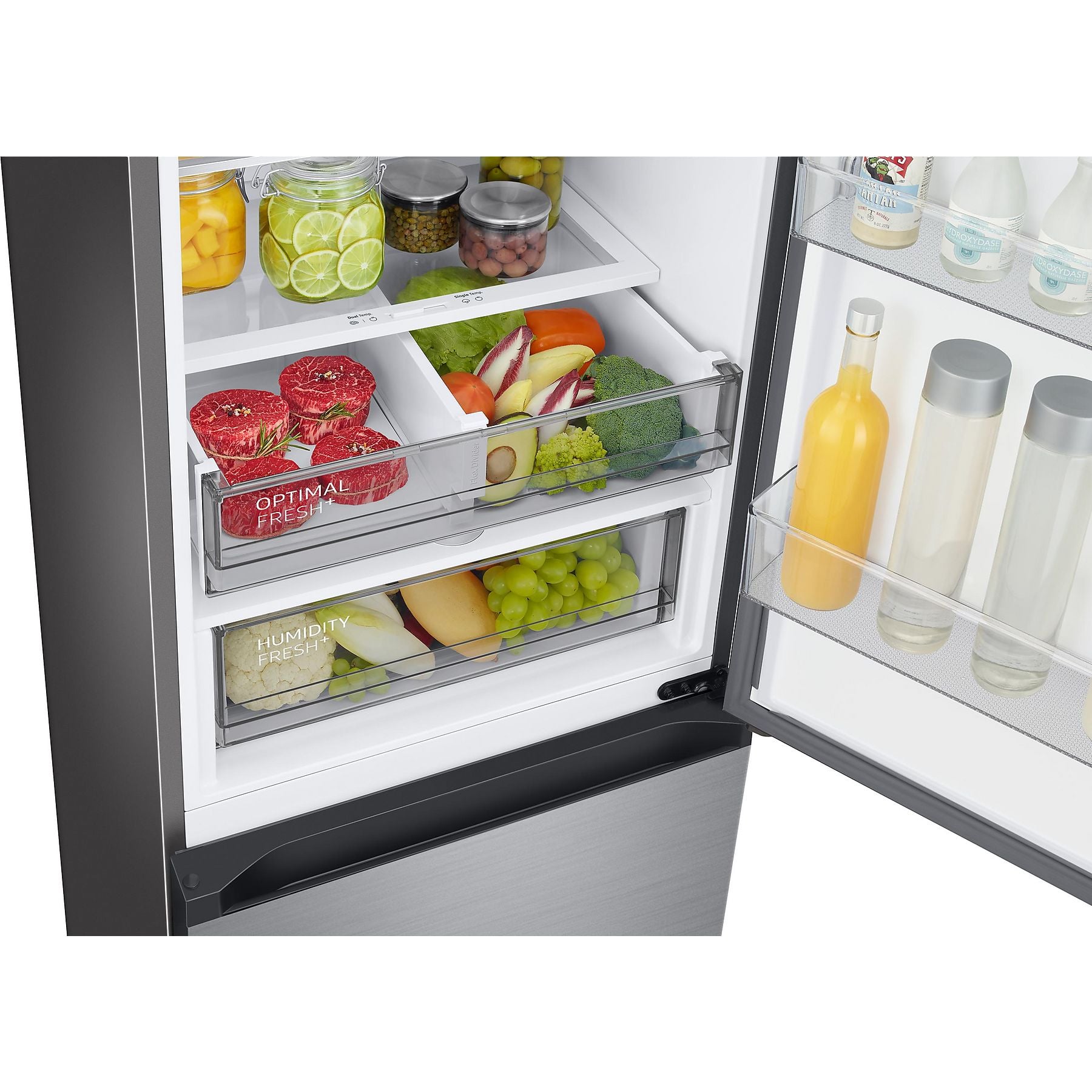 SAMSUNG RL 38 A7B5BS9/EG Bespoke Kühlgefrierkombination (B, 134 kWh, 2030 mm hoch, Edelstahl Look) SAMSUNG