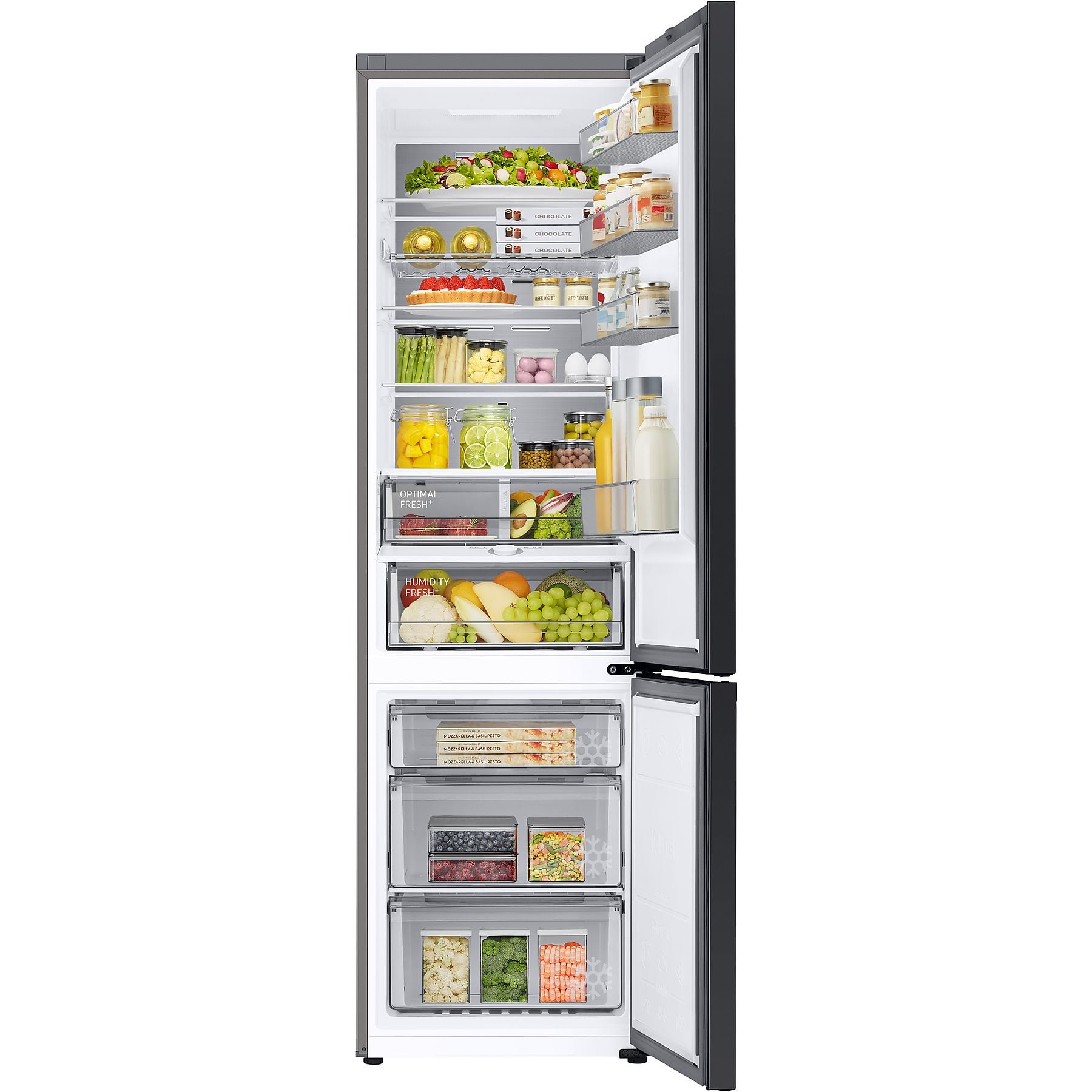SAMSUNG RL 38 A7B5BS9/EG Bespoke Kühlgefrierkombination (B, 134 kWh, 2030 mm hoch, Edelstahl Look) SAMSUNG