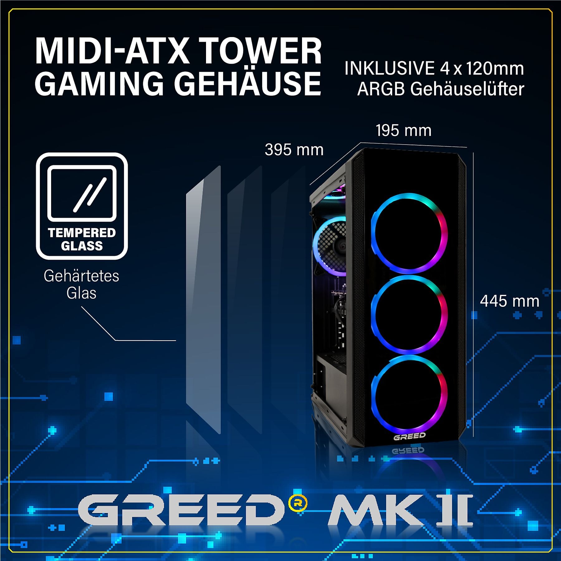 GREED MK2 Intel - Mittelklasse - Gaming Pc, Gaming PC mit Intel® Core™ i7 12700F Prozessor, 16 GB RAM, 1000 GB SSD, NVIDIA GeForce RTX™ 5060, Windows 11 Pro GREED
