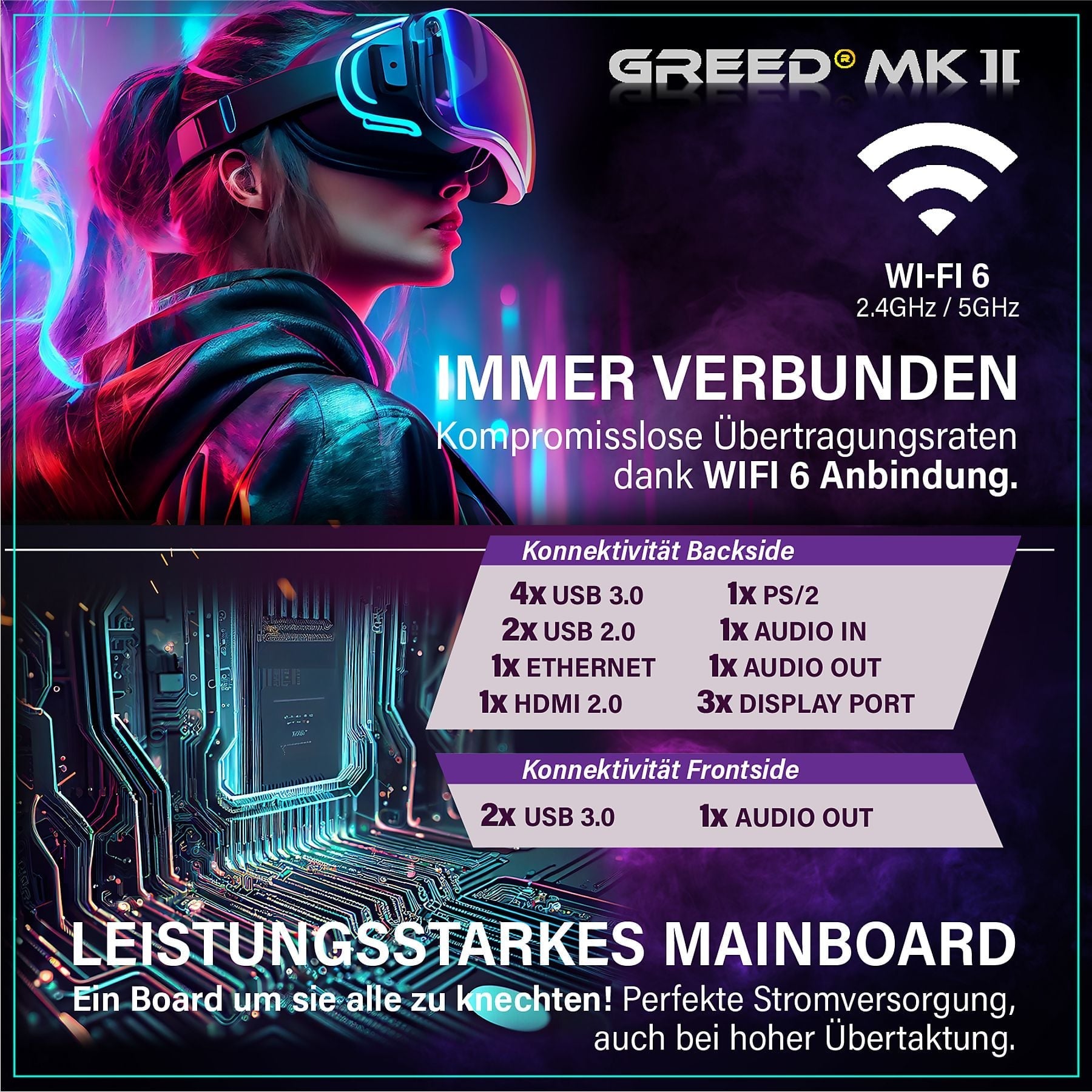 GREED MK2 Intel - Mittelklasse - Gaming Pc, Gaming PC mit Intel® Core™ i7 12700F Prozessor, 16 GB RAM, 1000 GB SSD, NVIDIA GeForce RTX™ 5060, Windows 11 Pro GREED