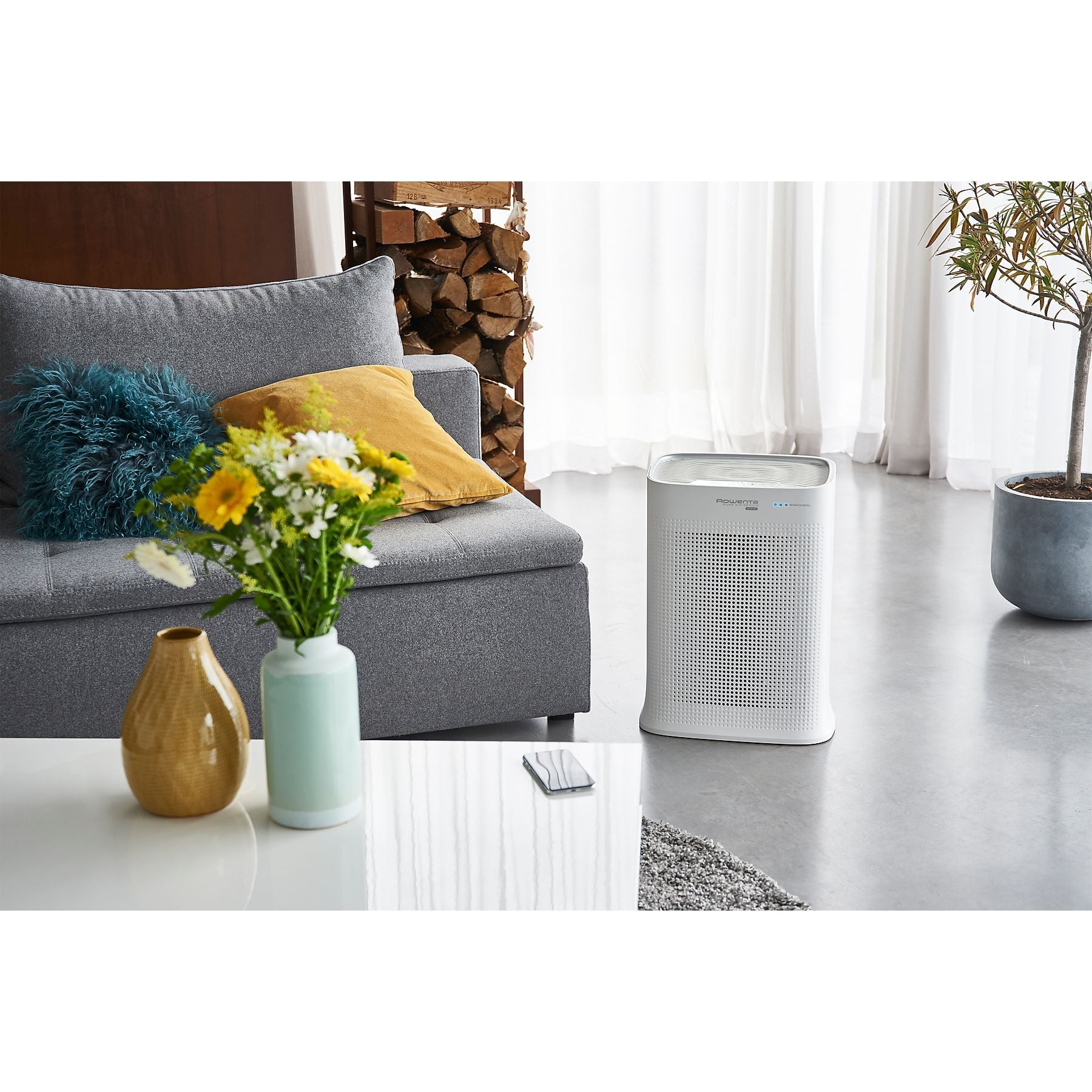 ROWENTA PU3080 Pure Air Genius Luftreiniger Weiß/Schwarz (65 Watt, Raumgröße: 120 m², Vorfilter, 2in1 Filter (Aktivkohlefilter, Partikelfilter), NanoCapture-Filter) ROWENTA